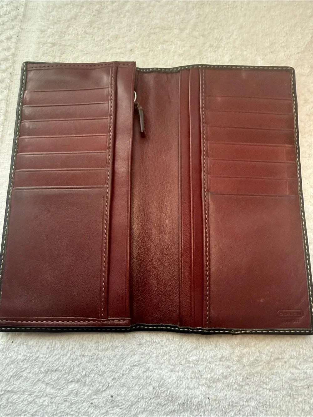 Coach Black Leather Wallet with Contrasting Stripes